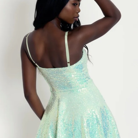 Blackmilk sparkle mint sequin mini strappy dress - Picture 4 of 5